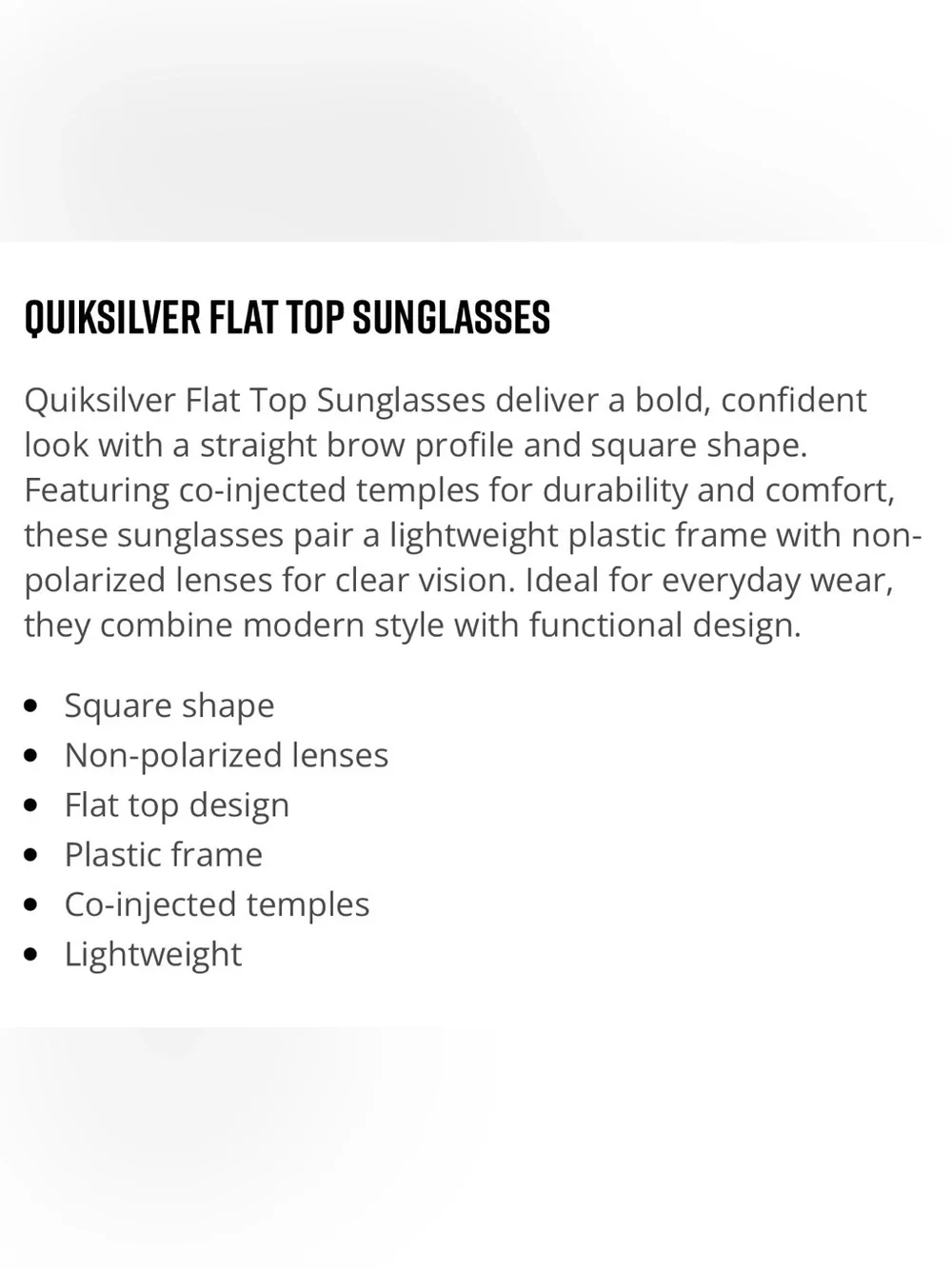 Quiksilver Flat Top Sunglasses - Black